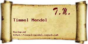 Timmel Mendel névjegykártya